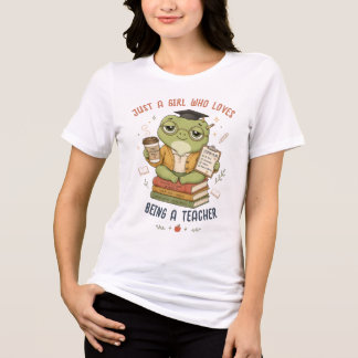 Just A Girl Who Loves Being A Teacher Cute Frog Tri-Blend Shirt