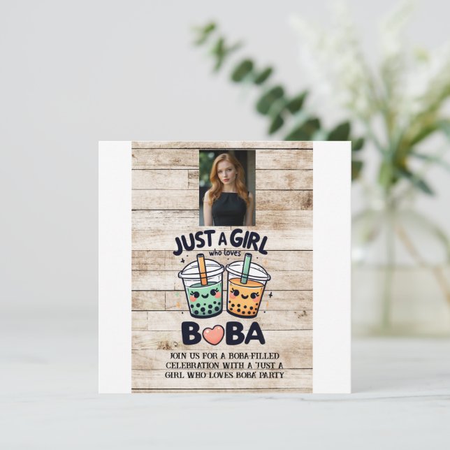 Just a Girl Who Loves Boba Invitation (Standing Front)
