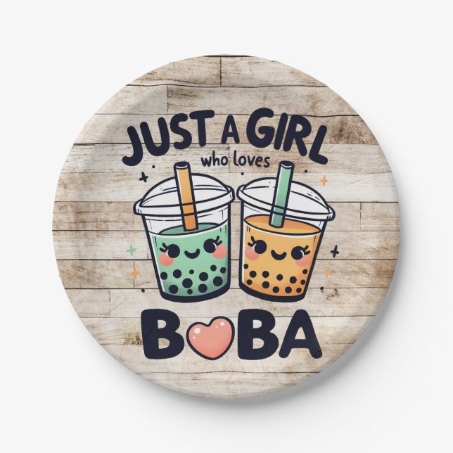 Just a Girl Who Loves Boba" Paper Plates (Front)