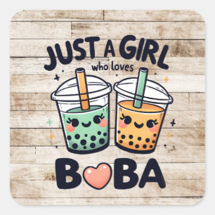 Just a Girl Who Loves Boba Square Sticker