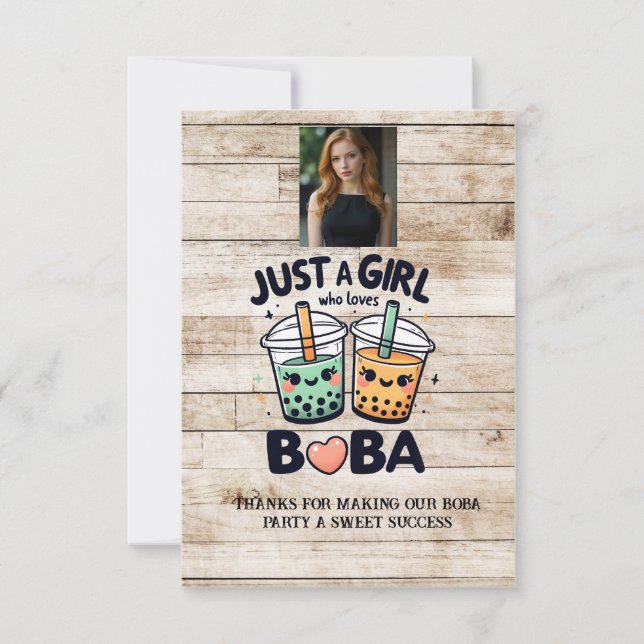Just a Girl Who Loves Boba Thank You Card (Front)