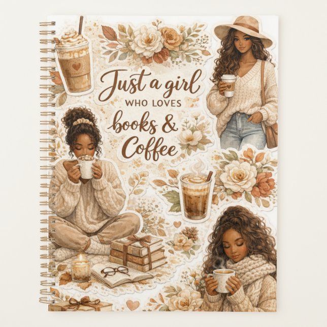 Just a girl who loves books and coffee planner (Front)