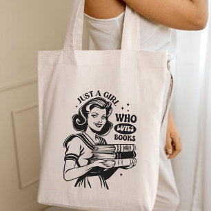 Just A Girl Who Loves Books Retro Booklover Tote Bag