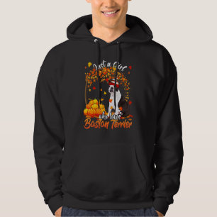 Just A Girl Who Loves Boston Terrier Dog Thanksgiv Hoodie