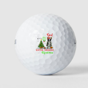 Just A Girl Who Loves Boston Terriers And Christma Golf Balls