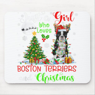 Just A Girl Who Loves Boston Terriers And Christma Mouse Mat