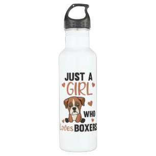 Just A Girl who loves Boxer Kawaii Dogs 710 Ml Water Bottle