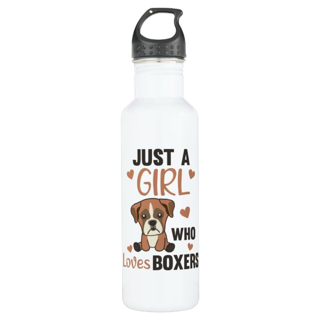Just A Girl who loves Boxer Kawaii Dogs 710 Ml Water Bottle (Front)
