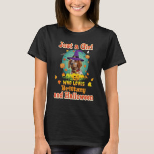 Just A Girl Who Loves Brittany Dog And Halloween W T-Shirt
