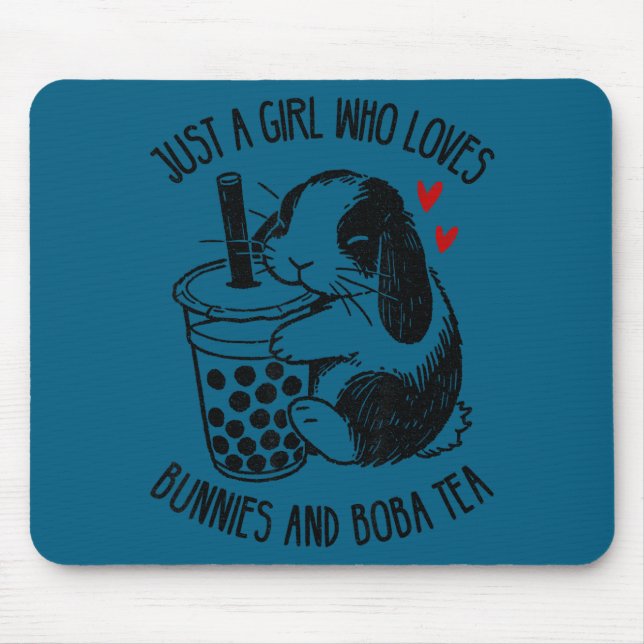 Just A Girl Who Loves Bunnies And Boba Tea Holland Mouse Mat (Front)