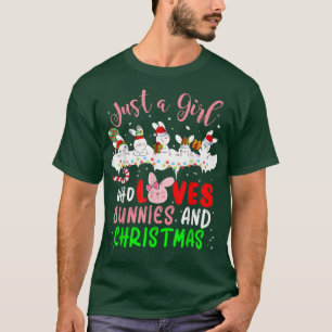 Just A Girl Who Loves Bunnies And Christmas Santa T-Shirt
