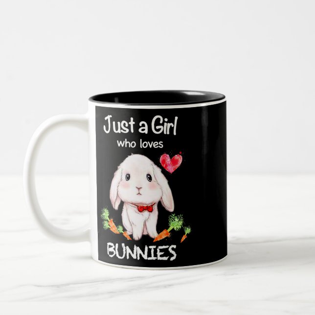 Just a Girl Who Loves Bunnies Bunnies Rabbit Lover Two-Tone Coffee Mug (Left)