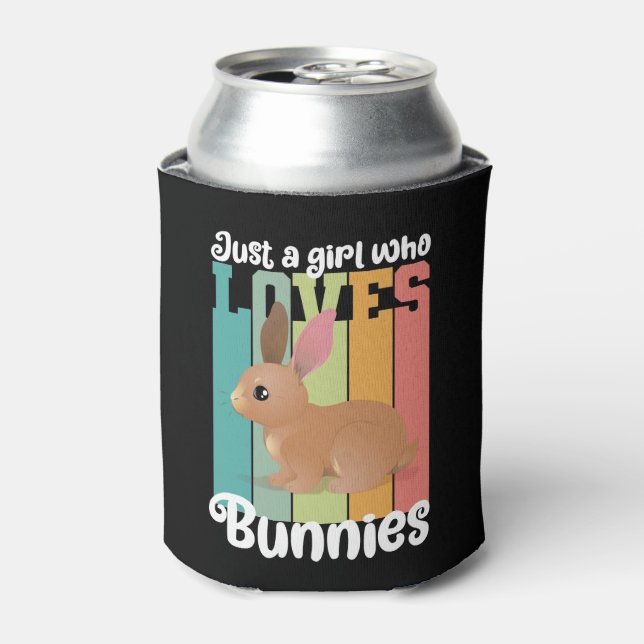 Just a Girl who loves Bunnies Easter Bunny Cute Can Cooler (Can Front)