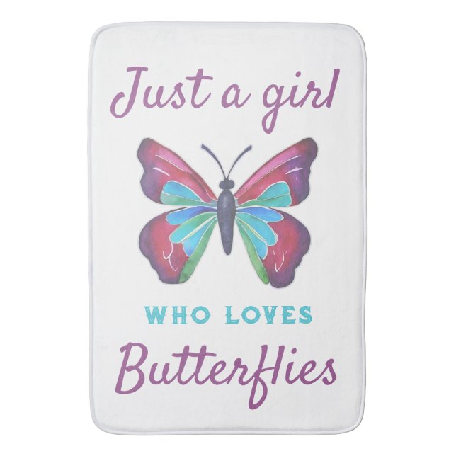 Just a girl who loves Butterflies Bath Mat (Front Vertical)