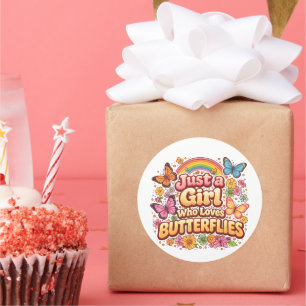 Just a Girl Who Loves Butterflies – Cute Floral  Classic Round Sticker