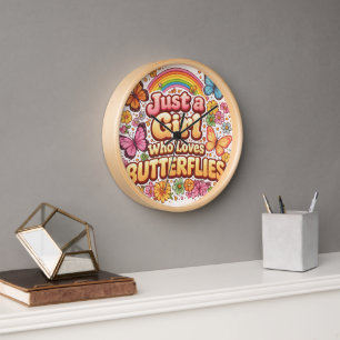 Just a Girl Who Loves Butterflies – Cute Floral  Clock