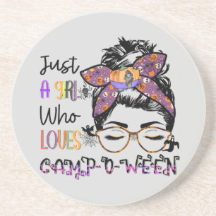 Just a Girl Who Loves Camp-o-ween   Halloween Coaster
