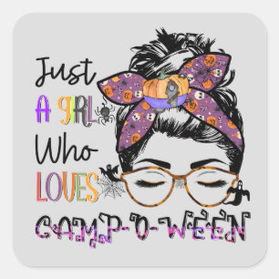 Just a Girl Who Loves Camp-o-ween Halloween Square Sticker