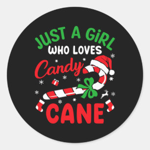Just A Girl Who Loves Candy Cane Christmas Funny X Classic Round Sticker