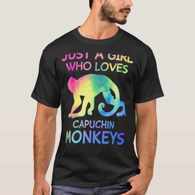Just A Girl Who Loves Capuchin Monkeys Funny Monke T-Shirt (Front)