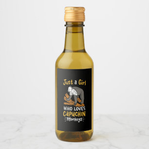 Just A Girl Who Loves Capuchin Monkeys Wine Label