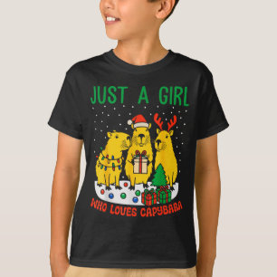 Just A Girl Who Loves Capybara Christmas Cute Capy T-Shirt