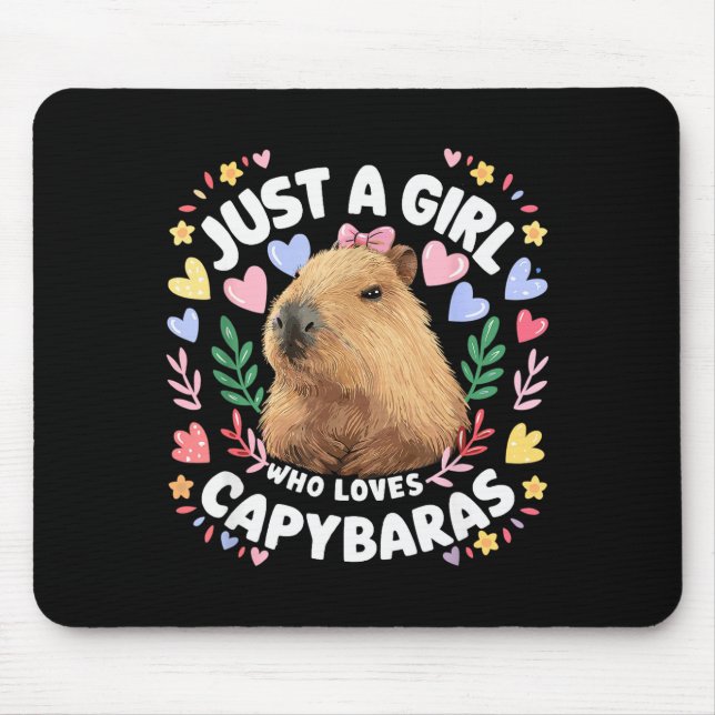 Just A Girl Who Loves Capybaras Cute Capybara Love Mouse Mat (Front)