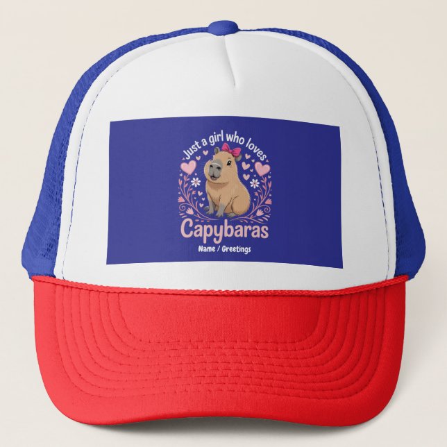 Just a Girl Who Loves Capybaras Funny Cute Gift  Trucker Hat (Front)