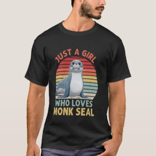 Just A Girl Who Loves Caribbean Monk Seal Animal L T-Shirt