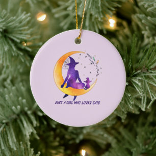 Just A Girl Who Loves Cat Ceramic Tree Decoration
