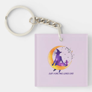 Just A Girl Who Loves Cat Key Ring