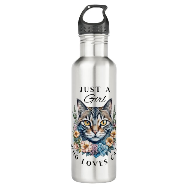 Just a Girl Who Loves Cats  710 Ml Water Bottle (Front)