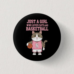 Just a Girl Who Loves Cats and Basketball 3 Cm Round Badge