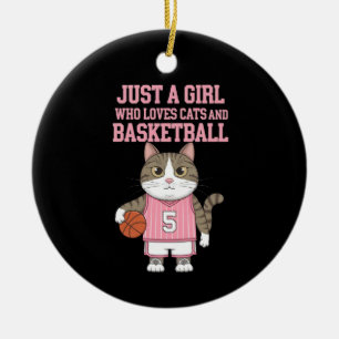 Just a Girl Who Loves Cats and Basketball Ceramic Tree Decoration