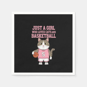 Just a Girl Who Loves Cats and Basketball Napkin