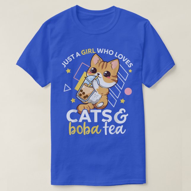 Just A Girl Who Loves Cats and Boba Tea Neko Bubbl T-Shirt (Design Front)