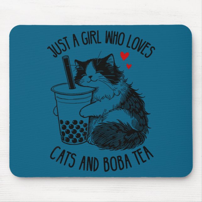 Just A Girl Who Loves Cats And Boba Tea Ragdoll Ca Mouse Mat (Front)