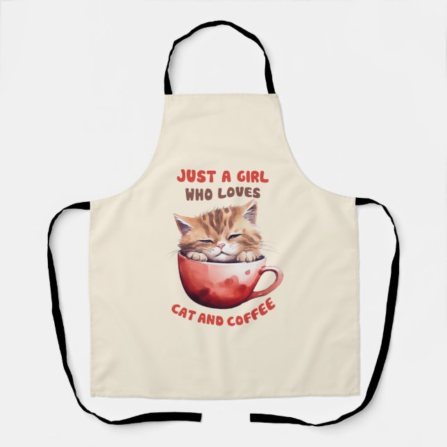 Just a Girl Who Loves Cats and Coffee (2) Apron (Front)