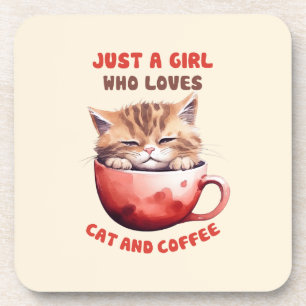 Just a Girl Who Loves Cats and Coffee (2) Coaster