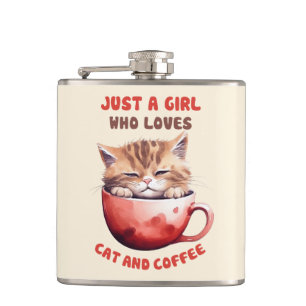 Just a Girl Who Loves Cats and Coffee (2) Hip Flask