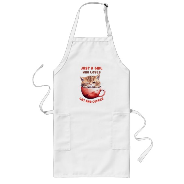 Just a Girl Who Loves Cats and Coffee (2) Long Apron (Front)