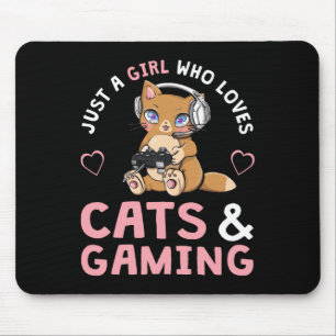 Just A Girl Who Loves Cats And Gaming Cute Gamer C Mouse Mat