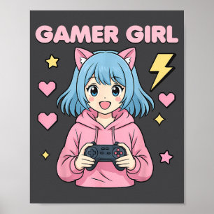 Just A Girl Who Loves Cats And Gaming Funny Womens Poster