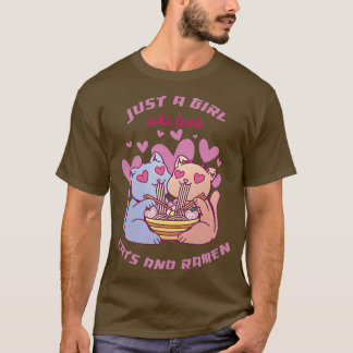 Just A Girl Who Loves Cats And Ramen Anime Girls 5 T-Shirt