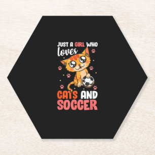 Just A Girl Who Loves Cats And Soccer Kitten Paper Coaster