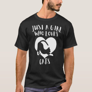 Just A Girl Who Loves Cats Black Cat Cute White He T-Shirt