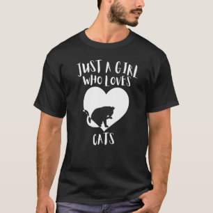 Just A Girl Who Loves Cats Black Cat Cute White He T-Shirt