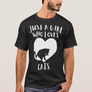 Just A Girl Who Loves Cats Black Cat Cute White He T-Shirt