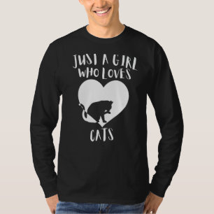 Just A Girl Who Loves Cats Black Cat Cute White He T-Shirt