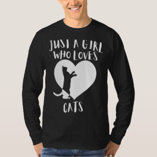 Just A Girl Who Loves Cats Black Cat Cute White He T-Shirt